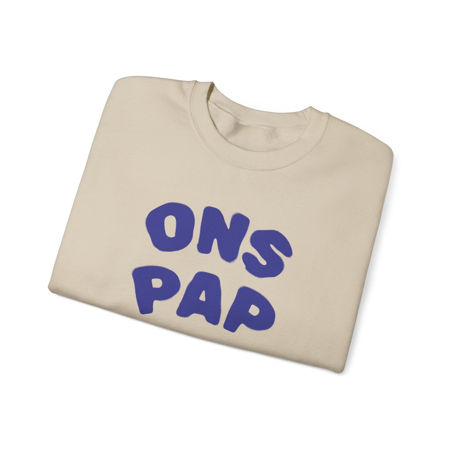 'ONS PAP' - Trui / sweatshirt met opdruk voorkant blauw