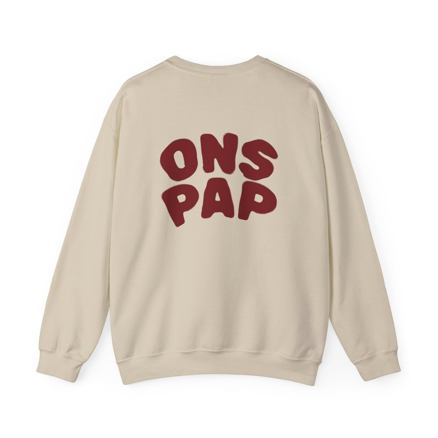 'ONS PAP' - Trui / sweatshirt met opdruk achterkant rood