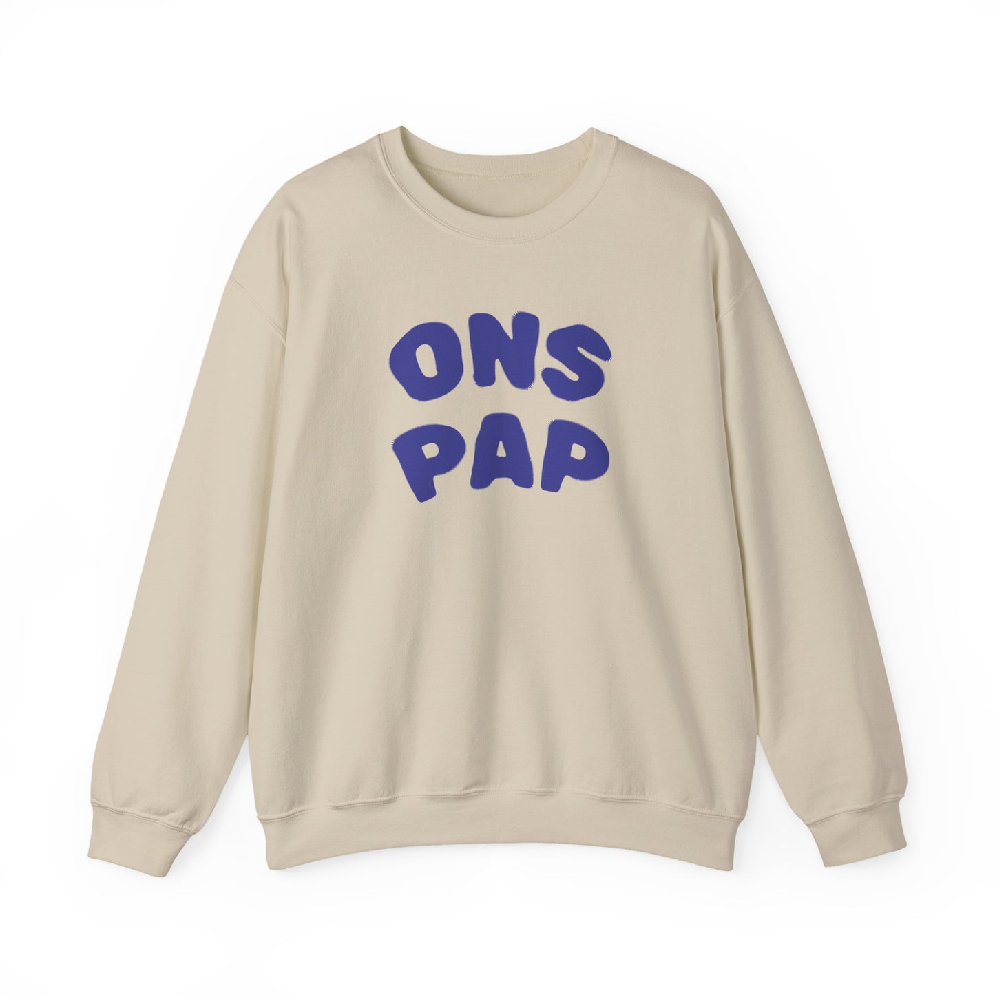 'ONS PAP' - Trui / sweatshirt met opdruk voorkant blauw
