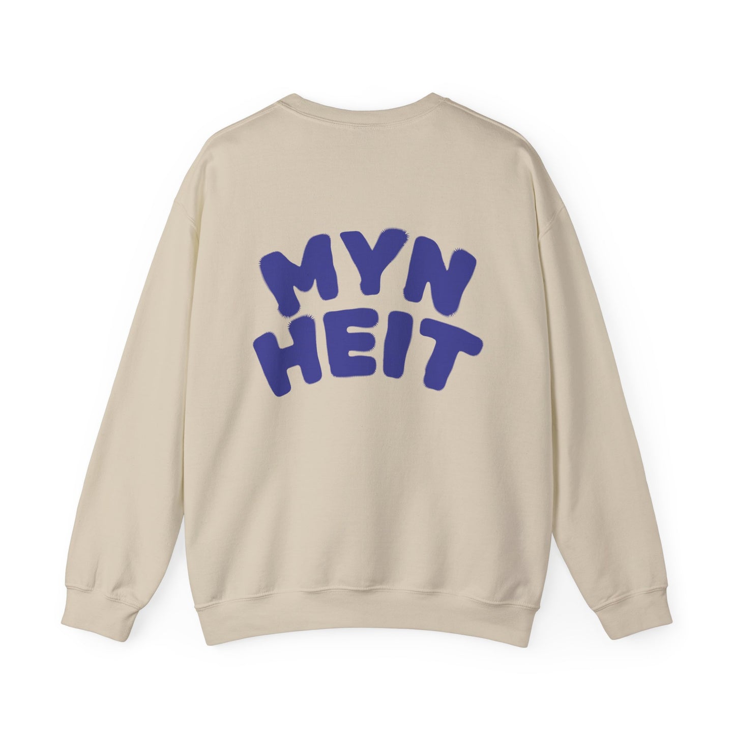 'MYN HEIT' - Trui / sweatshirt met opdruk achterkant blauw