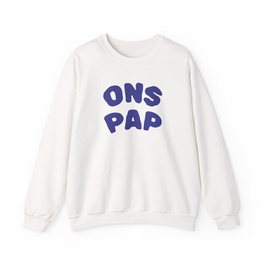 'ONS PAP' - Trui / sweatshirt met opdruk voorkant blauw