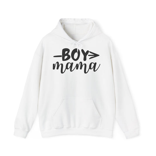 Boy Mama Hoodie — Casual Mom Pullover for Boy Moms, Cute Script Design