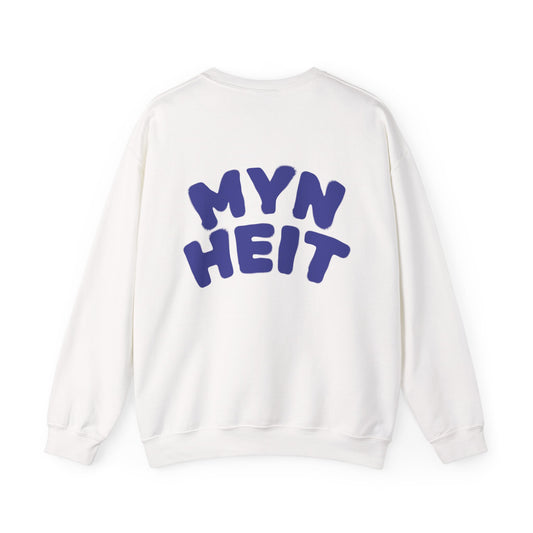 'MYN HEIT' - Trui / sweatshirt met opdruk achterkant blauw