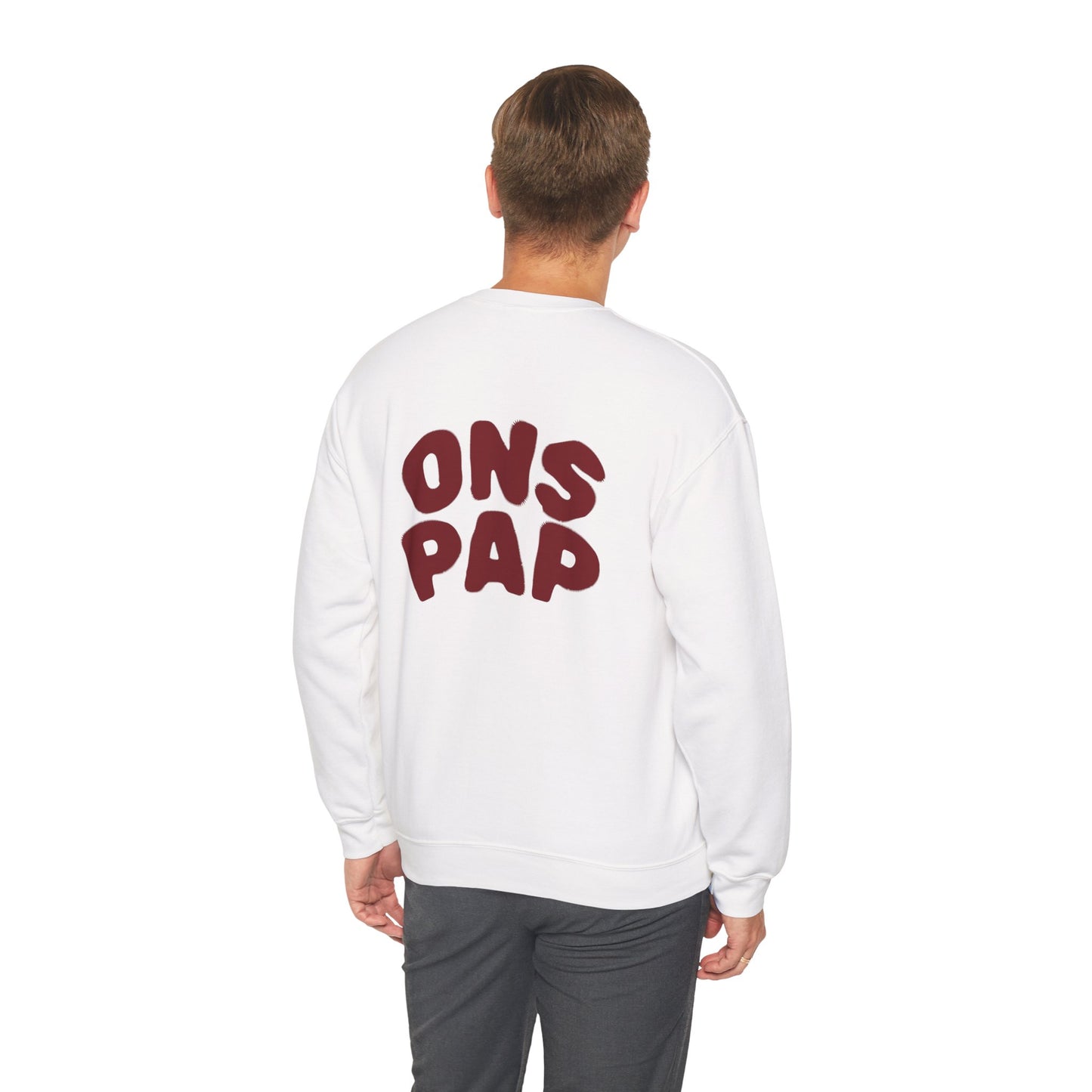 'ONS PAP' - Trui / sweatshirt met opdruk achterkant rood