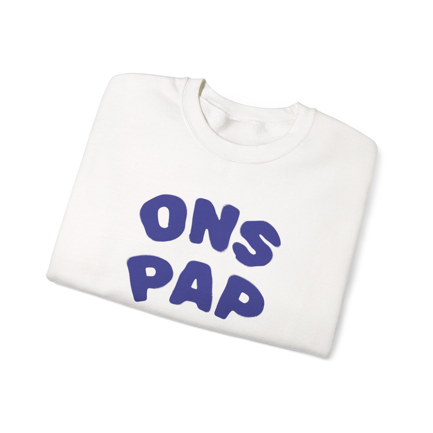 'ONS PAP' - Trui / sweatshirt met opdruk voorkant blauw