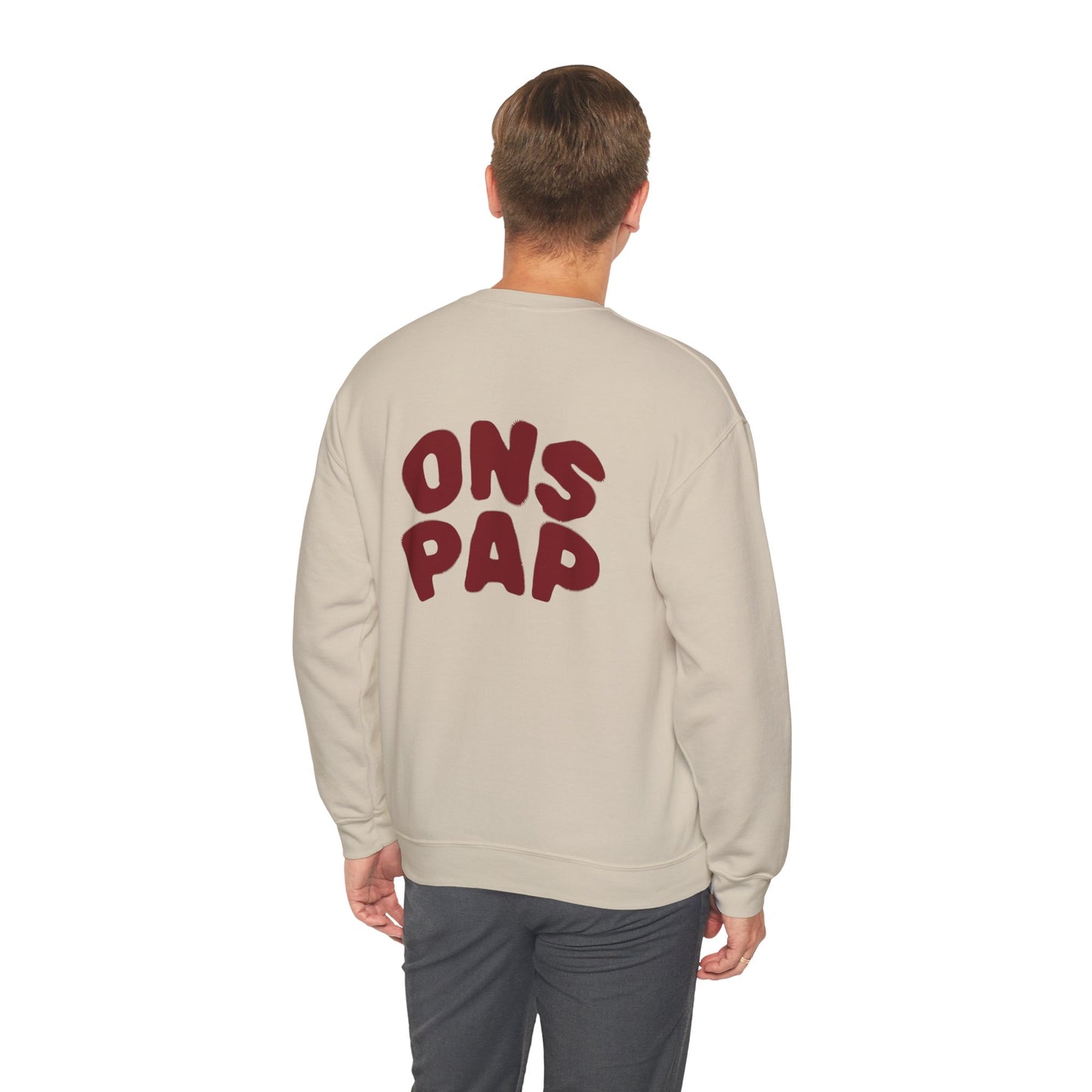 'ONS PAP' - Trui / sweatshirt met opdruk achterkant rood