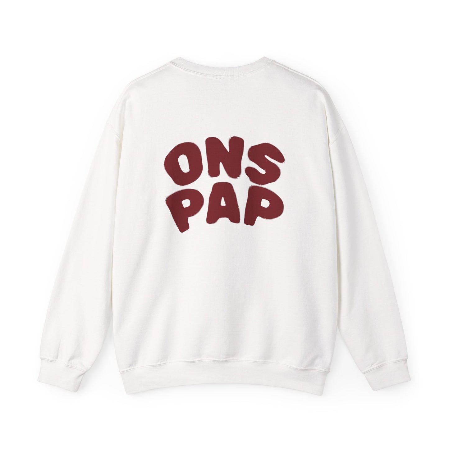 'ONS PAP' - Trui / sweatshirt met opdruk achterkant rood