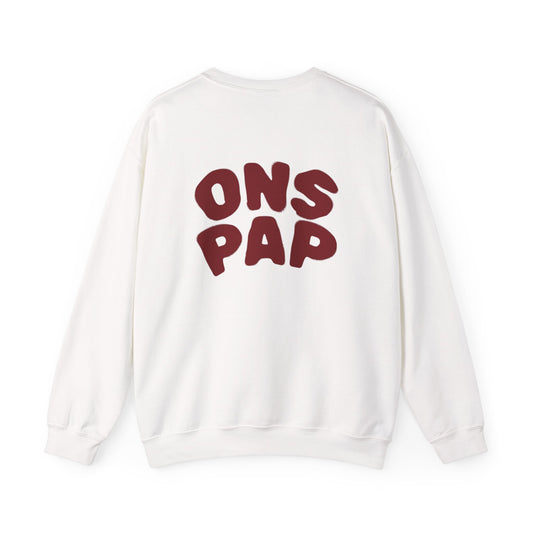 'ONS PAP' - Trui / sweatshirt met opdruk achterkant rood